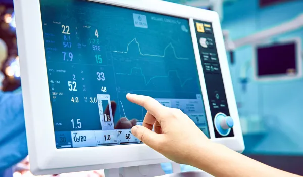 Cardiovascular diagnostic imaging screen with numbers.