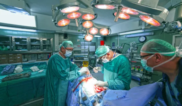 A surgical team operates on a patient