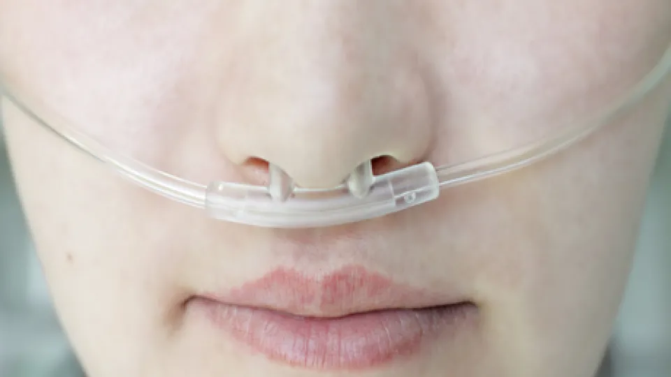 Oxygen is delivered to a COPD patient.