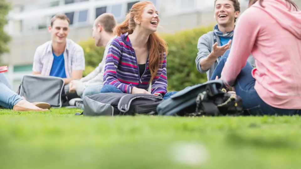 Group of young college students sitting in the park self-care in accelerated health care program