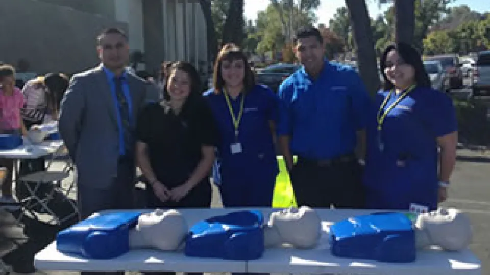Students at Concorde's N. Hollywood campus providing CPR training.